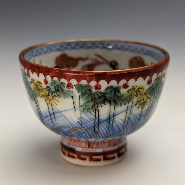 Japanese antique Meiji period Kutani ware sake cup